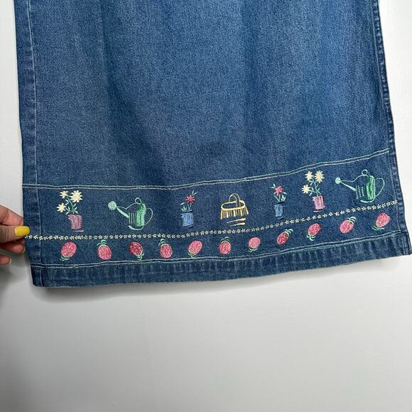 Casual Corner Women's Vintage Denim‎ Maxi Wrap Garden Embroidered Skirt M NWT - Picture 3 of 10